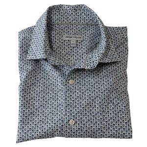 PETER MILLAR Mens Large Button Down Short Sleeve Shirt Cocktail Glasses Print